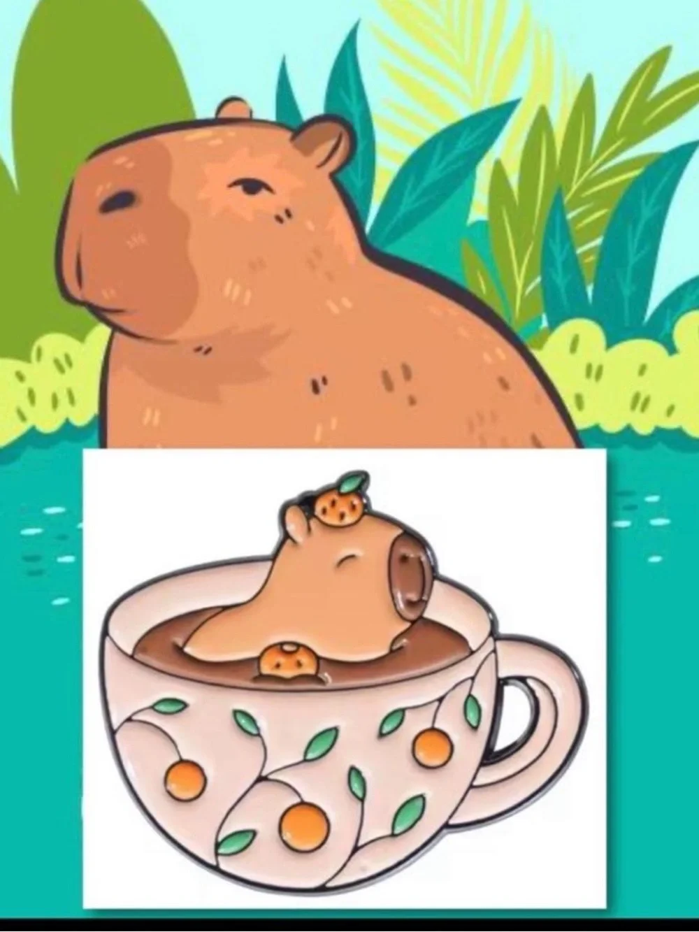 $3  Capybara teacup Pin $3 WHEN BUNDLED WITH 3 OR MORE